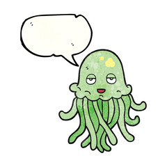 speech bubble textured cartoon octopus