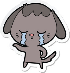 sticker of a cartoon dog crying