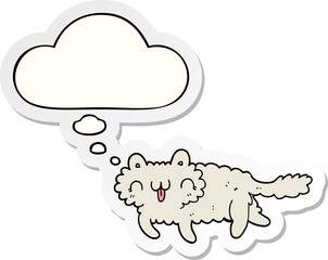 cartoon cat and thought bubble as a printed sticker