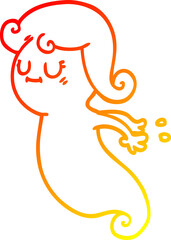 warm gradient line drawing cartoon ghost