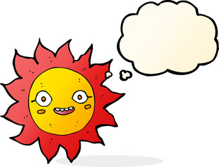 cartoon happy sun with thought bubble