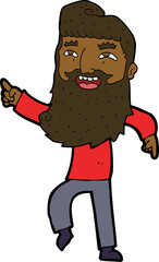 Obraz premium cartoon man with beard laughing and pointing