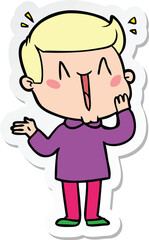 sticker of a cartoon excited man