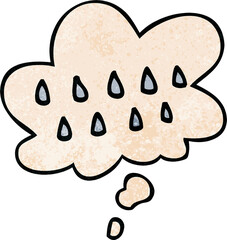 cartoon rain and thought bubble in grunge texture pattern style