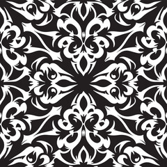 Enhance your style with an elegant black frame, reminiscent of Renaissance artwork. Monochrome tiles provide a modern twist, while ornamental swirls and curves add a touch of luxury. Incorporate India