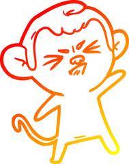 warm gradient line drawing cartoon annoyed monkey