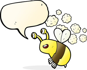 cartoon happy bee with speech bubble