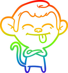 rainbow gradient line drawing funny cartoon monkey