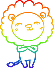 rainbow gradient line drawing cartoon lion