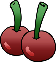 quirky gradient shaded cartoon cherries