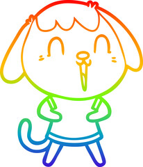rainbow gradient line drawing cute cartoon dog