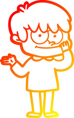 warm gradient line drawing happy cartoon man