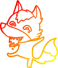 warm gradient line drawing cartoon hungry wolf