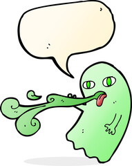 funny cartoon ghost with speech bubble