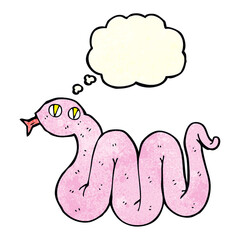 funny cartoon snake with thought bubble