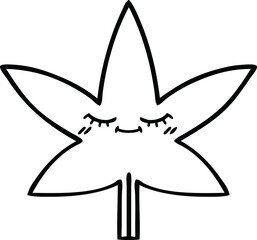 line drawing cartoon marijuana leaf