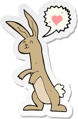 sticker of a cartoon rabbit in love