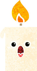 retro illustration style cartoon lit candle