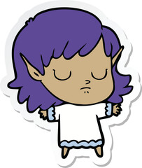 sticker of a cartoon elf girl