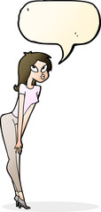 cartoon attractive girl with speech bubble