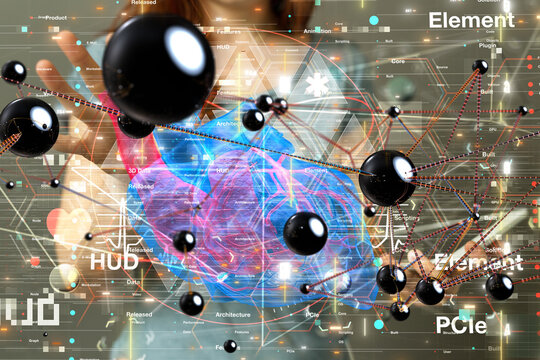 Global network. Blockchain. 3D illustration. Neural networks and artificial intelligence. Abstract  - connection