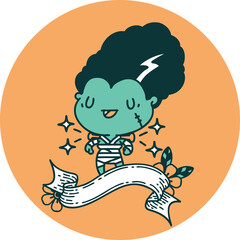 icon of tattoo style undead zombie bride character