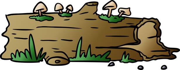 gradient cartoon doodle of a tree log