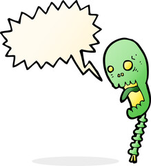 funny cartoon skull with speech bubble