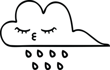 line drawing cartoon storm rain cloud