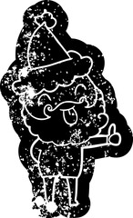 man with beard sticking out tongue wearing santa hat