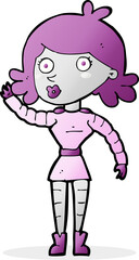 cartoon robot woman waving