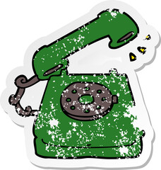 distressed sticker of a cartoon old telephone