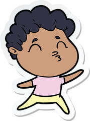 sticker of a cartoon man pouting