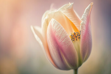 Fototapeta na wymiar closeup of a blooming tulip in spring. background. Generative AI