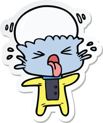 sticker of a weird cartoon alien