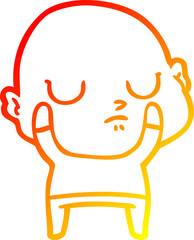 warm gradient line drawing cartoon bald man