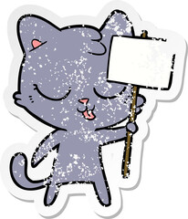 distressed sticker of a cartoon cat