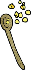 cartoon doodle cereal on a spoon