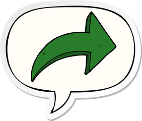 cartoon pointing arrow and speech bubble sticker