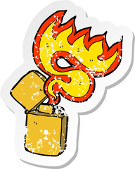 retro distressed sticker of a cartoon metal lighter
