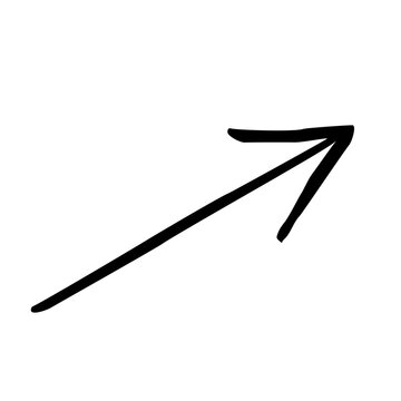 Vector black straight arrow doodle style isolated on white