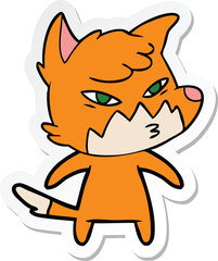 sticker of a clever cartoon fox