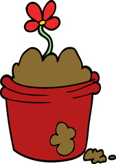 cartoon doodle flower pot