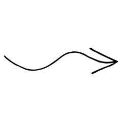 Vector black wavy arrow doodle style isolated on white