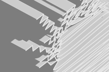 Grey Isometric Background Fold Pattern, 3D Illustration
