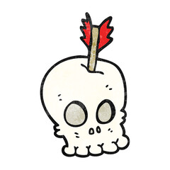 textured cartoon skull with arrow
