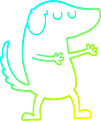 cold gradient line drawing cartoon happy dog