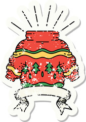 grunge sticker of tattoo style christmas jumper