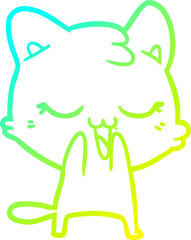 cold gradient line drawing cartoon cat