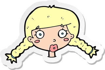 sticker of a cartoon confused female face